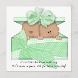 Inbjudan till Grönt TWIN Baby Shower African Ameri