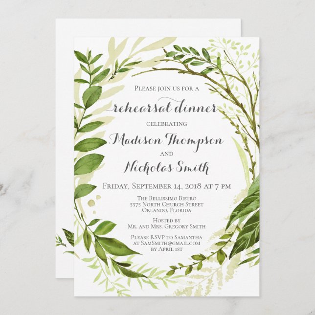 Inbjudan till grönt Utandningsomprövning Middag, R (Fram/baksida)