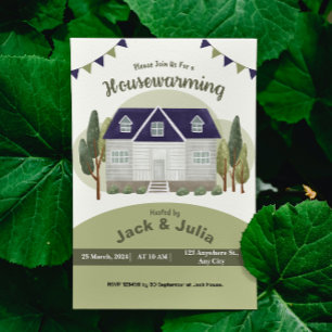Inbjudan till grönt Watercolor Houseuppvärmningspa