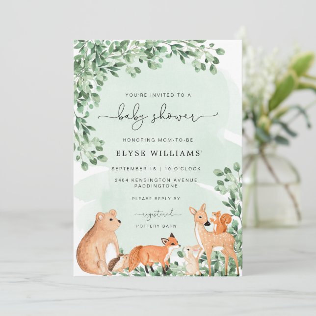 Inbjudan till Grönten Baby Shower för trädjärva (Stående Fram)