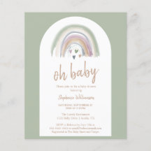 Inbjudan till Grönten Boho Arch Baby Shower för bu