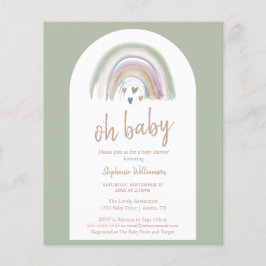 Inbjudan till Grönten Boho Arch Baby Shower för bu