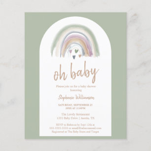 Inbjudan till Grönten Boho Arch Baby Shower för bu