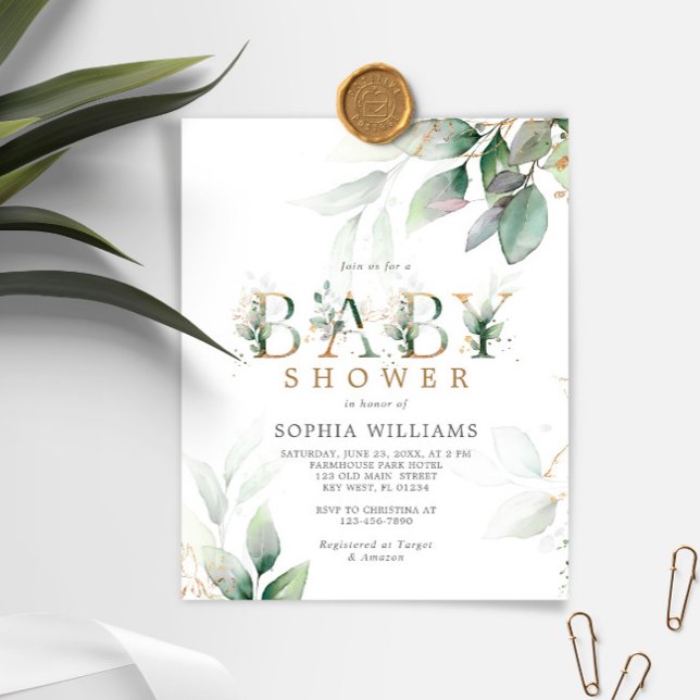 Inbjudan till Grönten Eucalyptus Baby Shower (Skapare uppladdad)