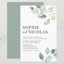 Inbjudan till Grönten Eucalyptus Wedding till vatt
