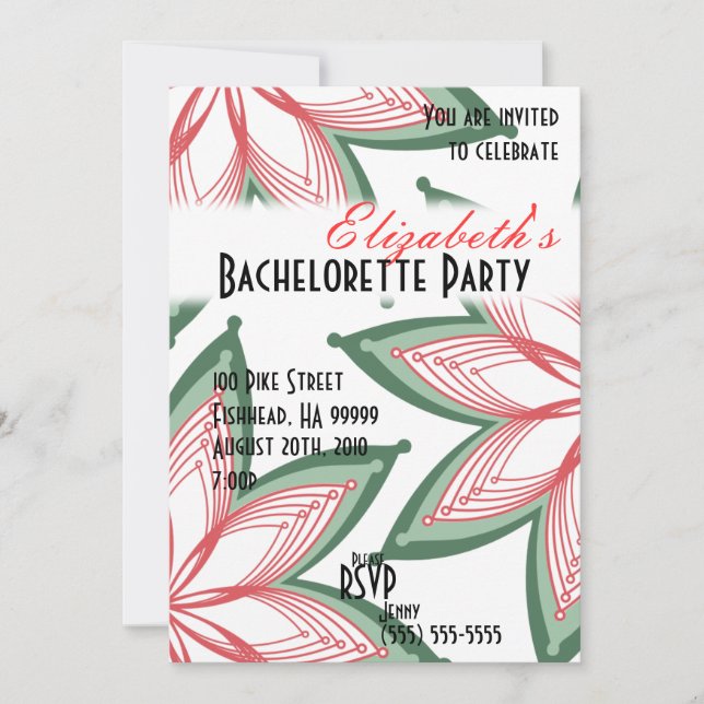Inbjudan till Grönten för blommor Bachelorette Par (Framsida)