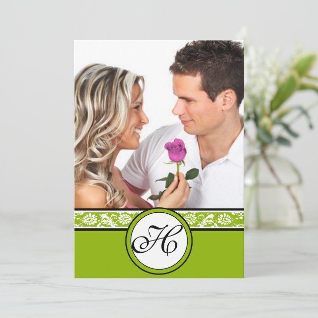 Inbjudan till Grönten för fotoskadeäppelbröllop (Stående Fram)