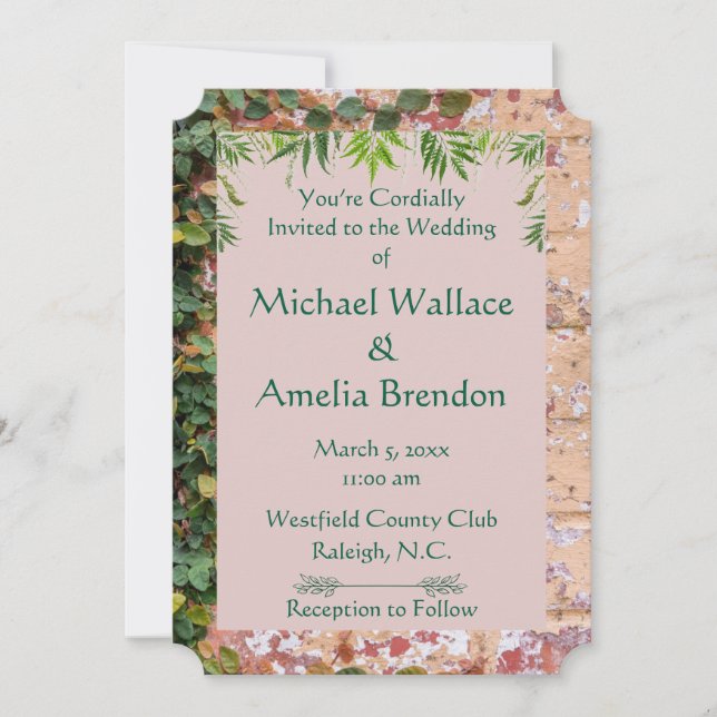 Inbjudan till Grönten Ivy Bröllop Biljett (Framsida)