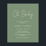 Inbjudan till Grönten Modern Sage Budget Baby Show<br><div class="desc">Modern grönt/oliv grönt inbjudan till babydusch med en enkel design med "Oj Baby" i en stil-skripttypografi av rustik. Denna elegant könsneutrala inbjudan med minimalistisk layout är underbar oavsett om du har en pojke eller en flicka.</div>