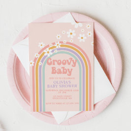 Inbjudan till Groovy Baby Pastel Rinbow Baby Showe