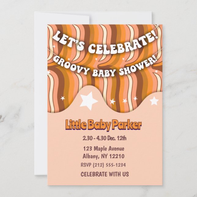 Inbjudan till Groovy Baby Shower (Framsida)