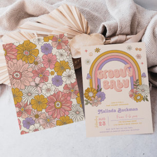Inbjudan till Groovy Baby Shower Groovy Baby