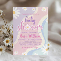 Inbjudan till Groovy Daisy Baby Shower