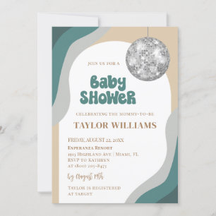 Inbjudan till Groovy Disco Baby Shower