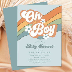 Inbjudan till Groovy Oh Boy Baby Shower