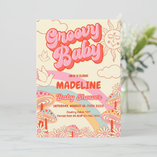 Inbjudan till Groovy Retro Baby Shower