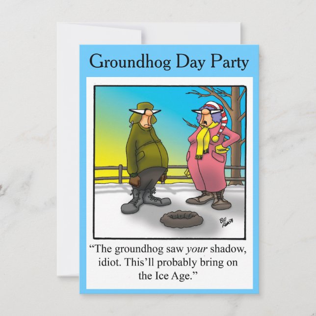 Inbjudan till Groundhog Day Humor-partiet (Framsida)