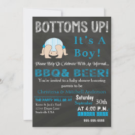 Inbjudan till grund Up BBQ Baby Shower (blå)