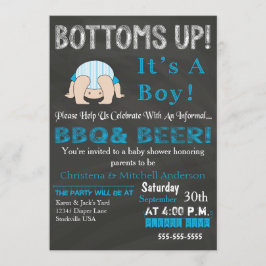 Inbjudan till grund Up BBQ Baby Shower (blå)