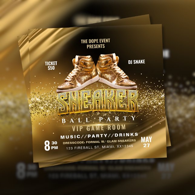 Inbjudan till gul sneakersparty (Skapare uppladdad)