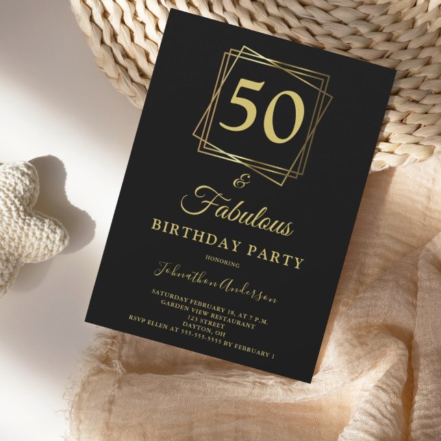 Inbjudan till guld 50 och dagen efter födelsedag (Skapare uppladdad)