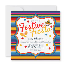 Inbjudan till guld Blue Red Sarape Cinco de Mayo