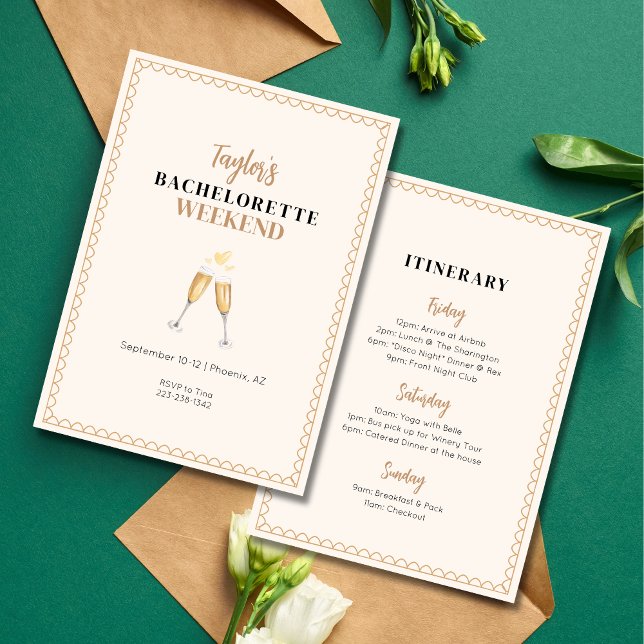 Inbjudan till guld Champagne Bachelorette Helg (Skapare uppladdad)
