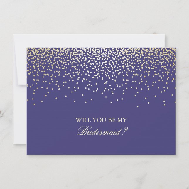 Inbjudan till guld Confetti Navy Bröllop Bridesmai (Framsida)