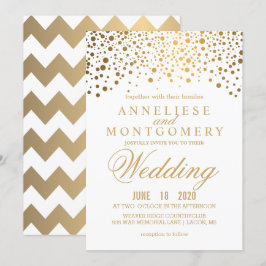 Inbjudan till Guld Confetti och White Wedding