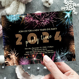 Inbjudan till guld Fireworks Nyårsafton Party
