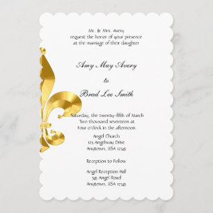Inbjudan till guld Fleur de Lis Wedding