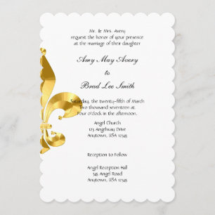 Inbjudan till guld Fleur de Lis Wedding