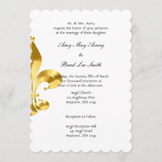Inbjudan till guld Fleur de Lis Wedding