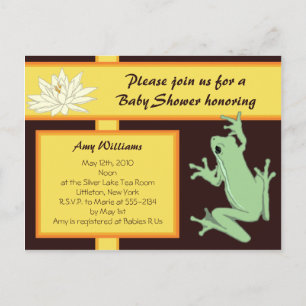 Inbjudan till guld Frog and Lotus Baby Shower Vykort