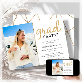 Inbjudan till Guld Glitter Geometric Photo Student