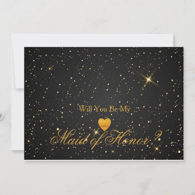 Inbjudan till guld Glitter Heart Faux maid of hono (Framsida)