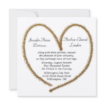 Inbjudan till guld Glitter Heart Wedding