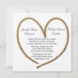 Inbjudan till guld Glitter Heart Wedding