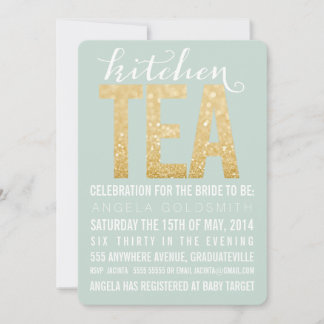 Inbjudan till Guld Glitter Kitchen Tea Shower Part