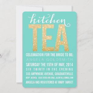 Inbjudan till Guld Glitter Kitchen Tea Shower Part