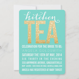 Inbjudan till Guld Glitter Kitchen Tea Shower Part