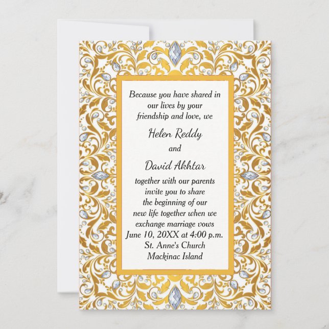 Inbjudan till Guld indu Hindu Wedding (Framsida)