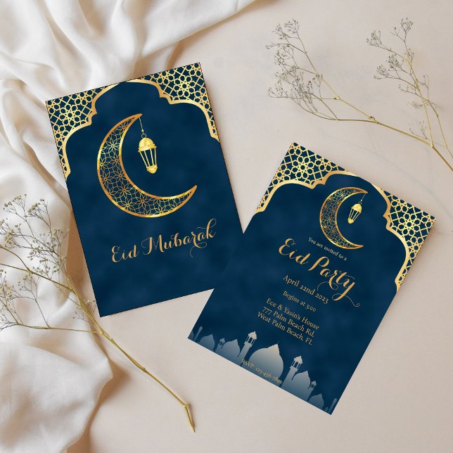 Inbjudan till Guld Islamic Art Måne Eid Party Eid  (Skapare uppladdad)