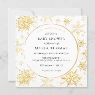 Inbjudan till guld Little Snowflake Baby Shower