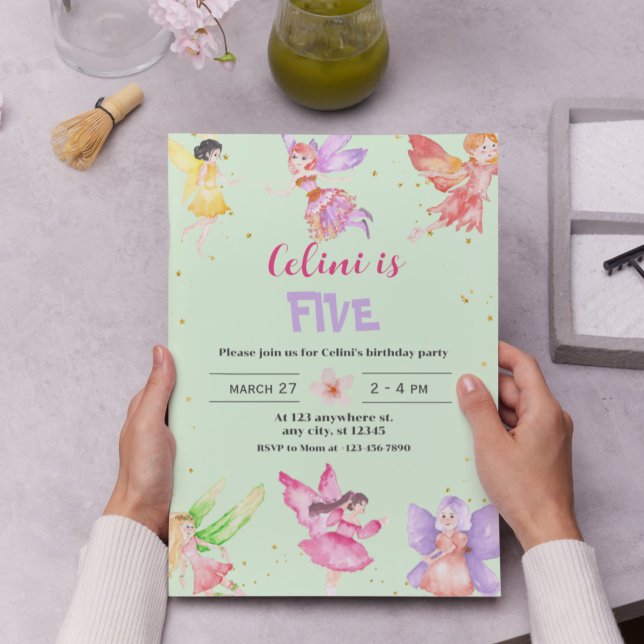 Inbjudan till guld Magic Fairy Birthday (Gold Magical Fairy Birthday Invitation)