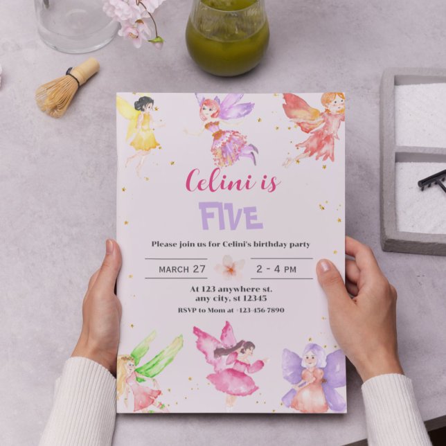 Inbjudan till guld Magic Fairy Birthday (Gold Magical Fairy Birthday Invitation)