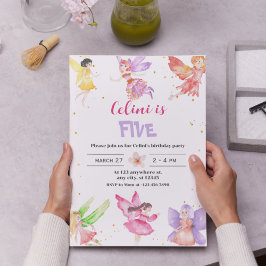 Inbjudan till guld Magic Fairy Birthday