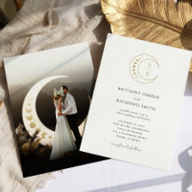 Inbjudan till guld Måne Celestial Photo Wedding
