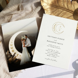 Inbjudan till guld Måne Celestial Photo Wedding