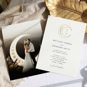 Inbjudan till guld Måne Celestial Photo Wedding